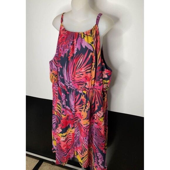 Lane Bryant Dresses & Skirts - LANE Bryant 26/28 bold print summer dress pink purple yellow blue
